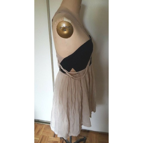Blessed are the meek black taupe side back bodice  cutouts summer dress M (3) - Picture 7 of 13